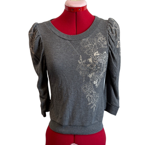 Juicy Couture Charcoal Top with Floral Design